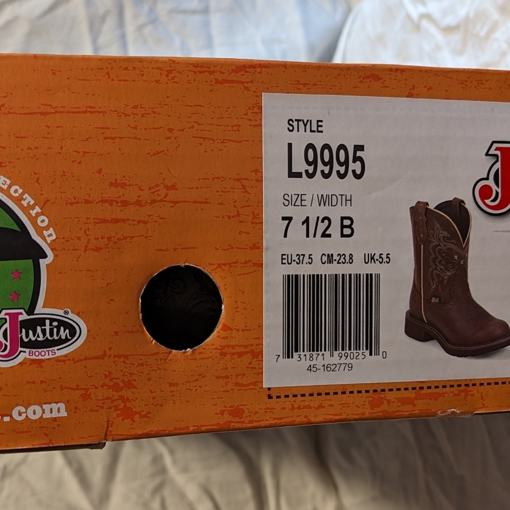 New Justin Ladies Gypsy Cowboy Boot 7.5 New in Box - Picture 3 of 3